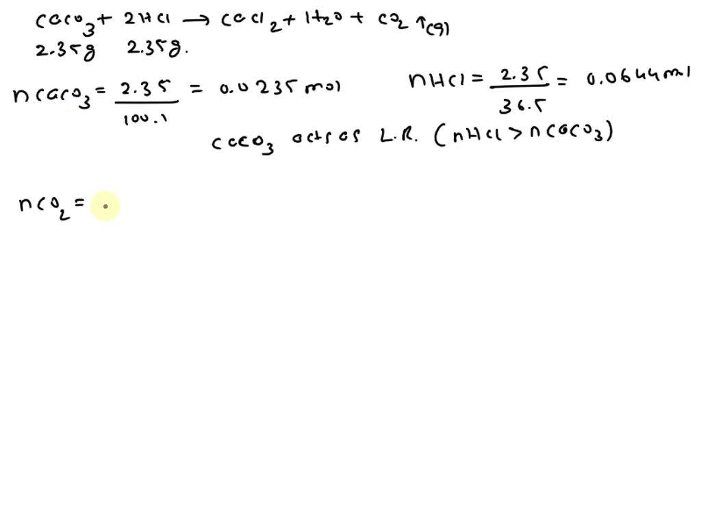 SOLVED: Limestone (CaCO3) reacts with hydrochloric acid according to ...
