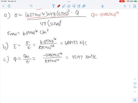 a-hollow-conducting-sphere-with-an-outer-radius-of-0260-m-and-an-inner-radius-of-0200-m-has-a-uniform-surface-charge-density-of-657-106-cm2-a-charge-of-0400-c-is-now-introduced-into-the-cavi-50186
