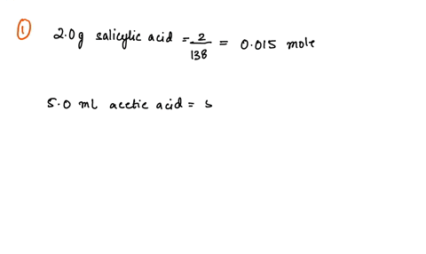 1-calculate-the-theoretical-yield-of-aspirin-to-be-obtained-in-this-experiment-starting-with-20-g-of-salicylic-acid-and-50-ml-of-acetic-anhydride-density-108-gml-2-if-19-g-of-_-aspirin-were-87284