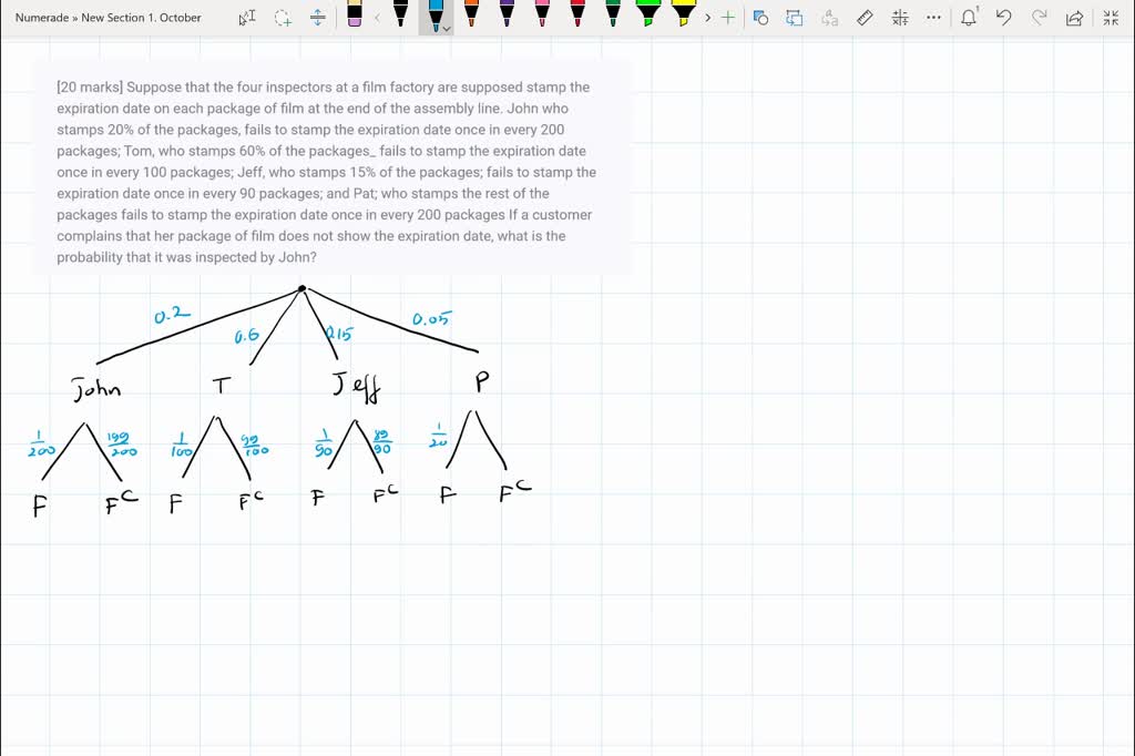 [20 marks] Suppose that the four inspectors at a film factory are supposed stamp the expiration