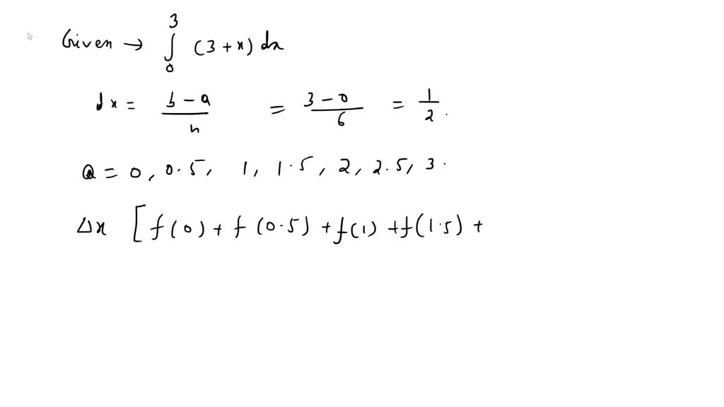 SOLVED: (31) 7 Consider the definite integral [8 (3+ x)dx Using six ...