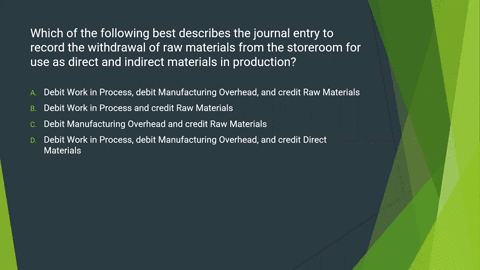 which-of-the-following-best-describes-the-journal-entry-to-record-the-withdrawal-of-raw-materials-from-the-storeroom-for-use-as-direct-and-indirect-materials-in-production-a-debit-work-in-pr-08323