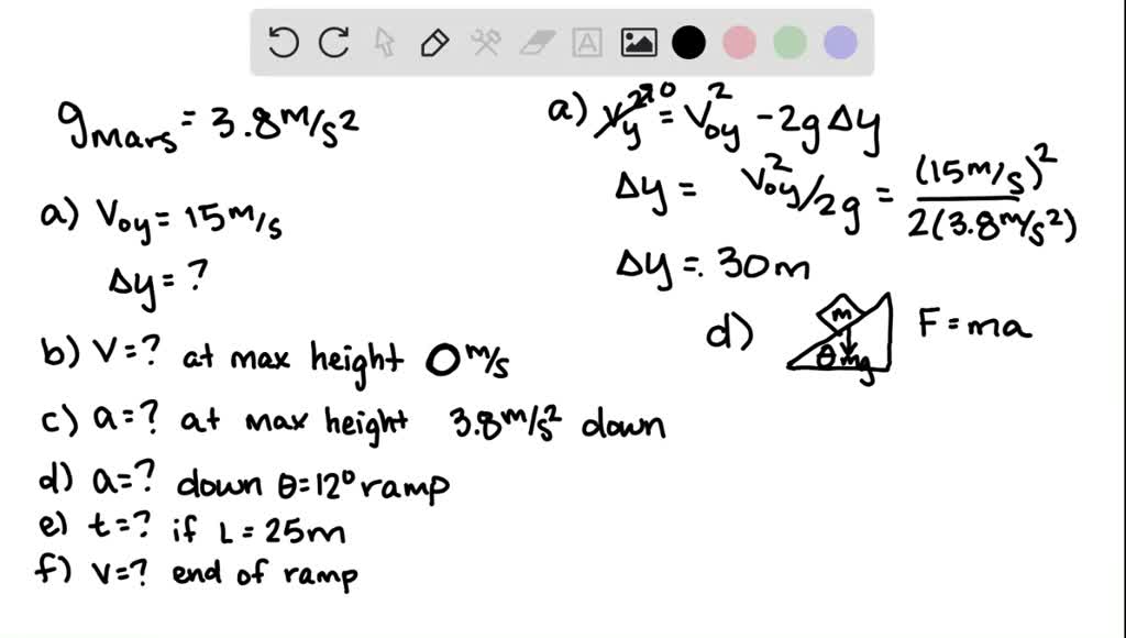 SOLVED The acceleration due to gravity on Mars is 3.8 m/s? and we have