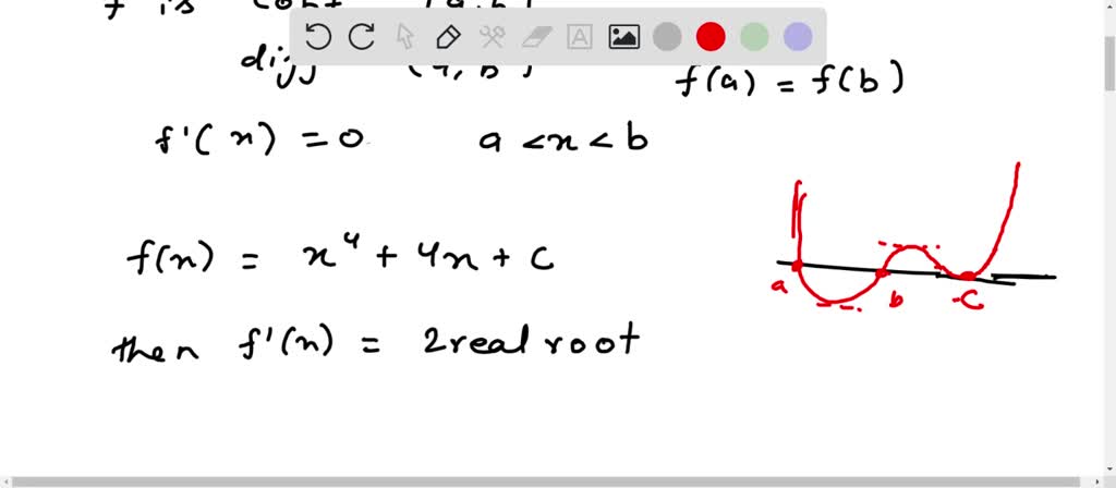 SOLVED: Use Rolle's Theorem to show that the equation x4 +4x+c = 0 has ...