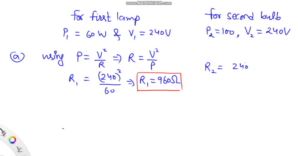 SOLVED: a) Two lamps rated 100w,220v and 10w,220v are connected in ...