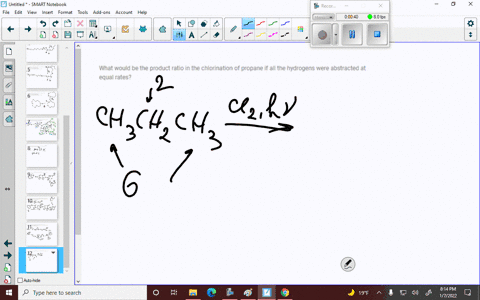 what-would-be-the-product-ratio-in-the-chlorination-of-propane-if-all-the-hydrogens-were-abstracte-2-62752