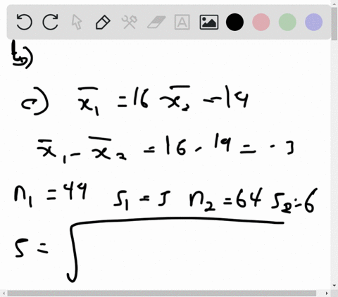 a-random-sample-of-49-measurements-from-one-population-had-a-sample-mean-of-16-with-sample-standard-deviation-5-an-independent-random-sample-of-64-measurements-from-a-second-population-had-a-00682