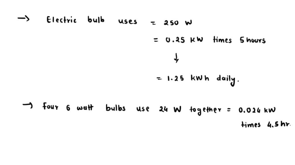 a 250 watt electric bulb is lighted