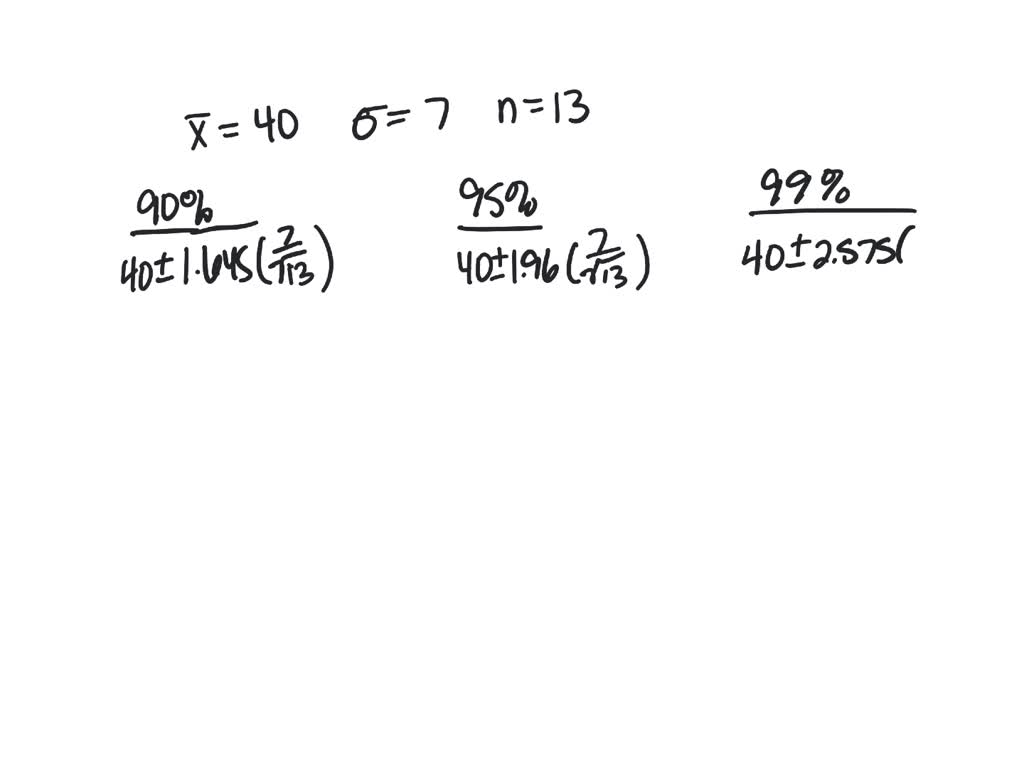 SOLVED Use the sample information x¯x¯ = 36, σ = 7, n = 20 to