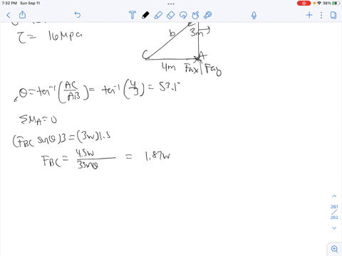 determine-the-largest-intensity-w-of-the-uniform-loading-that-can-be-applied-to-the-frame-without-causing-either-the-average-normal-stress-or-the-average-shear-stress-at-section-bb-to-exceed-95133