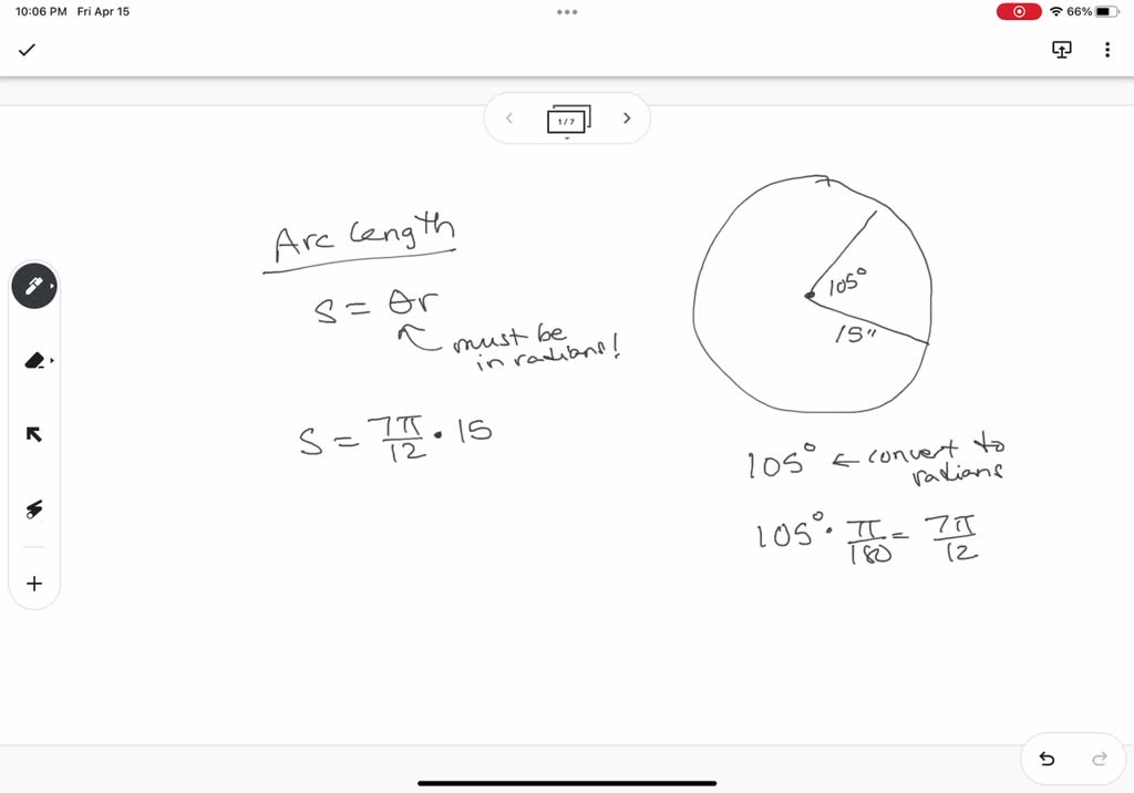 SOLVED: 3 A circle has radius 15 inches Determine the arc length ...