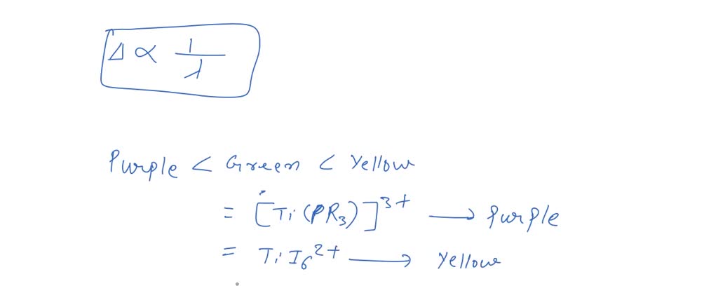 SOLVED: a) The colors of the three octahedral complexes of Ti3+ with I ...