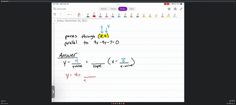 use-the-given-conditions-to-write-an-equation-for-the-line-in-point-slope-form-and-general-form-passing-through-84-and-parallel-to-the-line-whose-equation-is-4x-9y-70-45192