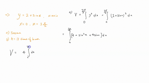 the-base-of-the-volume-of-a-solid-is-the-region-bounded-by-the-curve-y2sinx-the-x-axis-x0-and-x-3pi2-find-the-volume-whose-cross-sections-perpendicular-to-the-x-axis-are-the-following-a-squa-40624