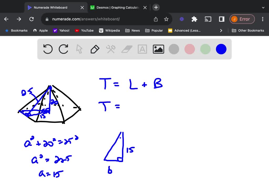 1.A regular pentagonal pyramid has an altitude of 20 cm and a slant