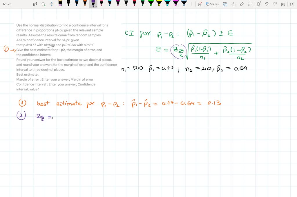 SOLVED: Use the normal distribution to find a confidence interval for a ...