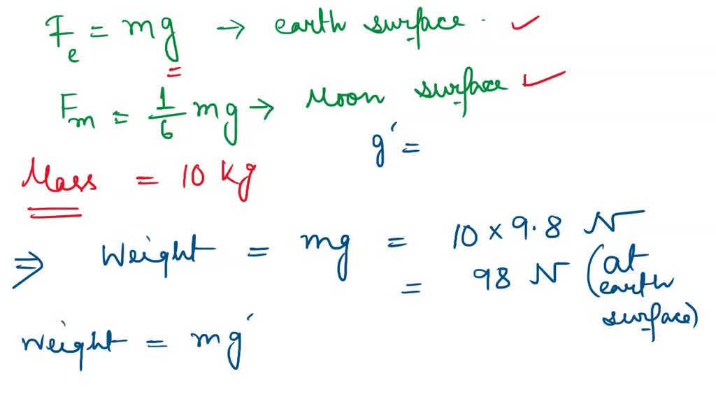 SOLVED: Gravitational force on the surface of the moon is only 1/6 as ...