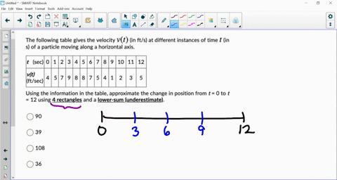 the-following-table-gives-the-velocity-vt-in-fts-at-different-instances-of-time-t-in-s-of-a-particle-moving-along-a-horizontal-axis_-sec-0-1-2-3-45-6-7-8-9-10-11-12-vlt-ftsec-5-8-8-7-5414-2-18412