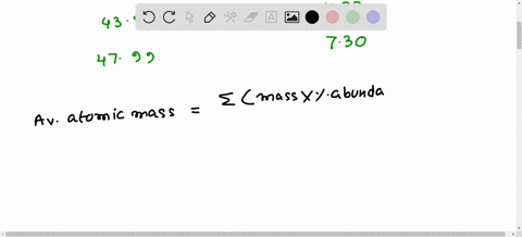 an-element-has-the-following-natural-abundances-and-isotopic-masses-8147-abundance-with-4523-amu-1123-abundance-with-4399-amu-and-730-abundance-with-4799-amu-calculate-the-average-atomic-mas-58444