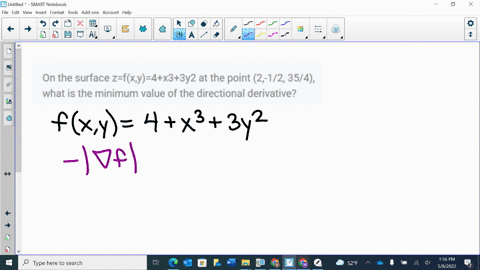 on-the-surface-zfxy4x33y2-at-the-point-2-12-354-what-is-the-minimum-value-of-the-directional-derivative-98193