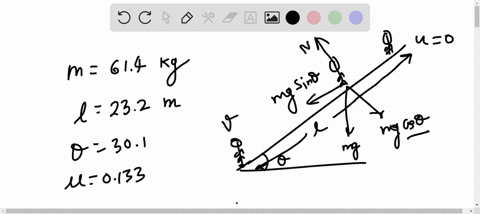 a-student-of-mass-614-kg-starting-at-rest-slides-down-a-slide-232-m-long-tilted-at-an-angle-of-301-with-respect-to-the-horizontal-if-the-coefficient-of-kinetic-friction-between-the-student-a-03335