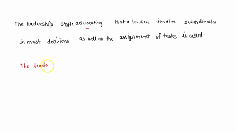 the-leadership-style-advocating-that-a-leader-involve-subordinates-in-most-decisions-as-well-as-the-assignment-of-tasks-is-called-96926