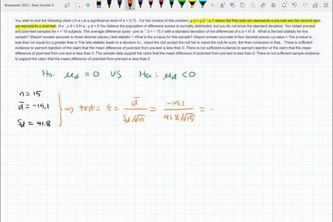 you-wish-to-test-the-following-claim-h-a-at-a-significance-level-of-010-for-the-context-of-this-problem-d-2-1-where-the-first-data-set-represents-a-pre-test-and-the-second-data-set-represent-52218