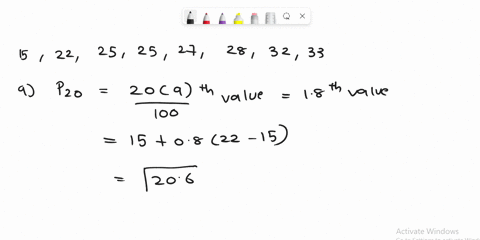consider-a-sample-with-data-values-of-27-25-22-15-32-33-28-and-25-compute-the-20th-25th-65th-and-75th-percentiles-to-1-decimal-if-decimals-are-necessary-20th-percentile-25th-percentile-65th-92243