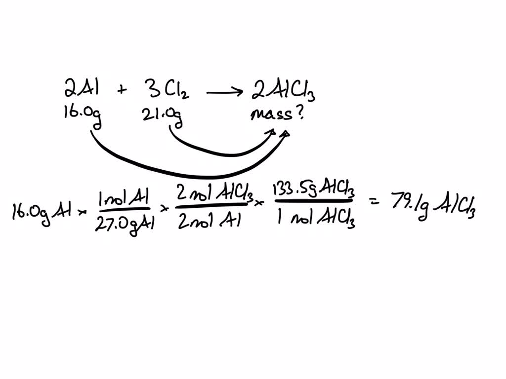 SOLVED Texts Aluminum reacts with chlorine gas to form aluminum chloride via the following