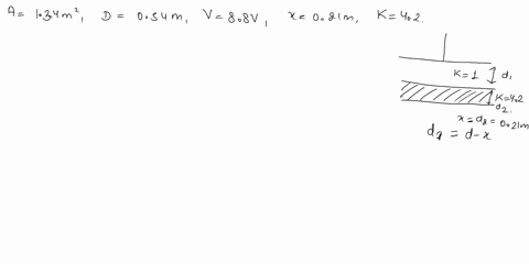 an-air-gap-parallel-plate-capacitor-whose-plates-have-an-area-of-a-1-34m2-are-separated-by-distance-d-054m-and-are-connected-t0-battery-of-vo-88-v-the-space-between-the-parallel-plates-is-pa-52191