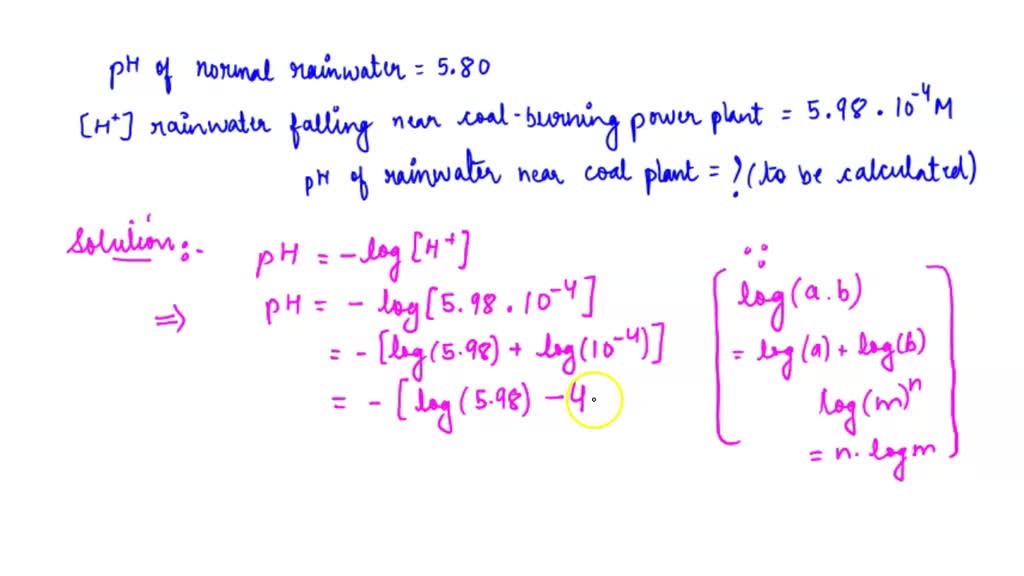 SOLVED 4 The pH of normal rainwater is 5.80. what will be the pH of rainwater that fall near