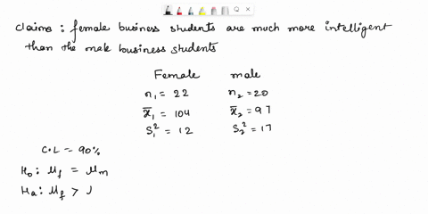 use-hypothesis-test-for-the-following-problems-lori-claims-that-the-female-business-students-are-much-more-intelligent-than-male-business-students-in-fact-she-believes-female-business-studen-07257