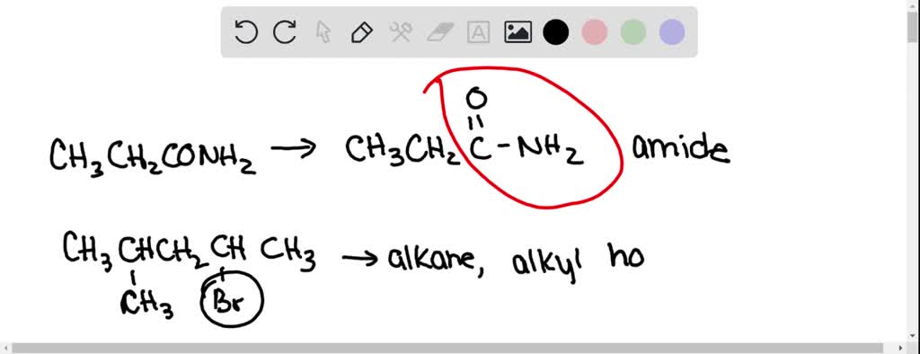 SOLVED:alcohol aldehyde amide amine carbon carbon double bond carbon ...
