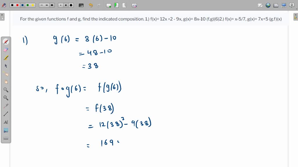 Solved Consider The Functions F X −6x 3 G X 3x−8 Determine The