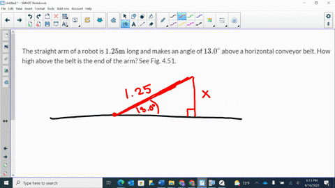 the-straight-arm-of-a-robot-is-125-mathrmm-long-and-makes-an-angle-of-130circ-above-a-horizontal-con-86587