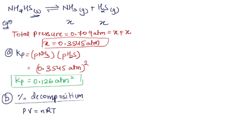 the-decomposition-of-ammonium-hydrogen-sulfide-nh-4-hs-s-nh-3-g-h-2-s-g-is-an-endothermic-process-a-81589-g-of-the-solid-is-placed-in-an-evacuated-500-l-vessel-at-exactly-24-o-c-after-equili-48222