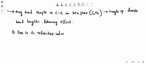 the-average-bond-length-in-c-c-in-benzene-c6h6-is-between-single-and-double-bond-lengths-this-is-due-to-which-of-the-following-effect-1-due-to-its-refractive-index-2-due-to-the-possession-of-80442