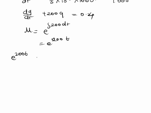 a-200-volt-electromotive-force-is-applied-to-an-rc-series-circuit-in-which-the-resistance-is-000-ohms-and-the-capacitance-is-5x-0-farad-find-the-charge-9-on-the-capacitor-if-i0-04-determine-30549