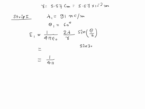 three-nonconducting-strips-are-bent-to-form-arcs-and-when-assembled-they-form-part-of-a-circle-of-radius-r-557-cm-the-three-strips-have-linear-charge-densities-of-1-910-ncm-2-179-ncm-and-3-2-23602
