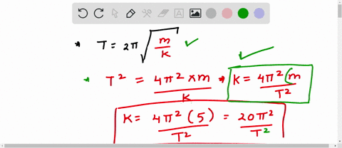 the-period-of-simple-harmonic-motion-of-a-pendulum-is-given-by-t2mkt2mk-where-tt-is-the-period-of-oscillation-in-seconds-mm-is-the-objects-mass-in-kilograms-and-kk-is-the-spring-constant-with-units-nm