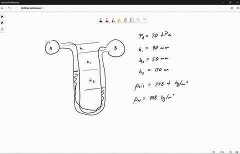 a-u-tube-manoreter-contains-oil-sg-080-mercury-sg-136-and-water-shown-a-pressure-gage-reports-pressure-of-700-kpa-for-point-a-nearby-barometer-reports-ambient-pressure-atmospheric-pressure-o-41806