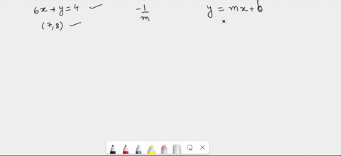 write-an-equation-of-the-line-containing-the-given-point-and-perpendicular-to-the-given-line_-express-your-answer-in-the-form-y-mxb-78-6x-y-4-the-equation-of-the-line-is-y-simplify-your-answ-91874