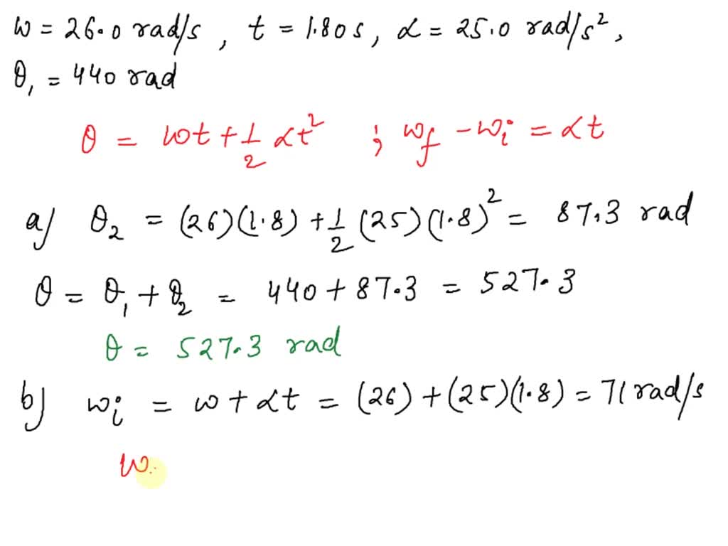 solved-at-t-0-a-grinding-wheel-has-an-angular-velocity-of-26-0-rad-s