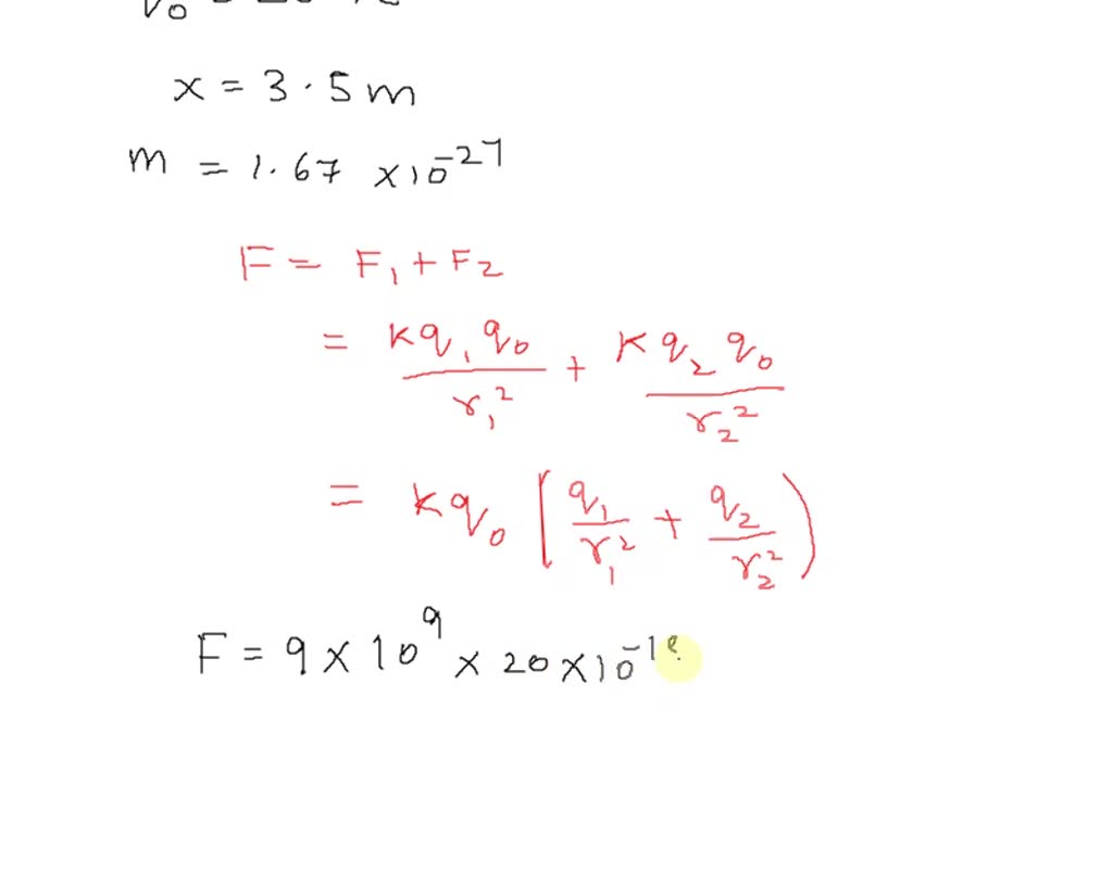 Three point charges are on the x-axis; q1 = 25 nC is at the origin, q2 ...