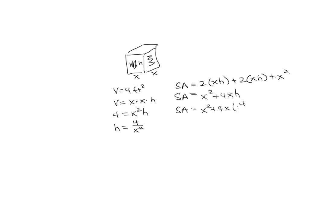 SOLVED An opentop box with a square base is to have a volume of 4