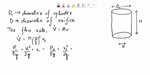 the-diameter-of-a-cylindrical-water-tank-is-do-and-its-height-is-h-the-tank-is-filled-with-water-which-is-open-to-the-atmosphere-an-orifice-of-diameter-d-with-a-smooth-entrance-ie-negligible-82895