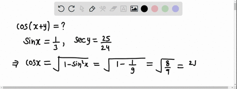 if-sinx-13-and-secy-2524-where-x-and-y-lie-between-0-and-2-evaluate-the-expression-using-trigonometric-identities-enter-an-exact-answer-cosx-y-19631