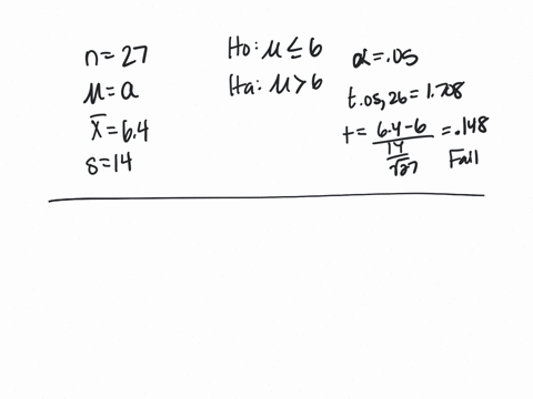 1-suppose-a-random-sample-of-size-27-is-selected-from-a-population-with-mean-the-value-of-which-is-unknown-the-sample-had-a-mean-of-64-and-a-standard-deviation-of-14-the-hypothesis-test-has-48834