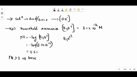 problem-1011-identify-the-following-solutions-as-either-acidic-or-basic-what-is-the-value-of-oh-in-eacha-household-ammonia-h3o-31-10-12-m-b-vinegar-h3o-40-x-103-m-d-94385