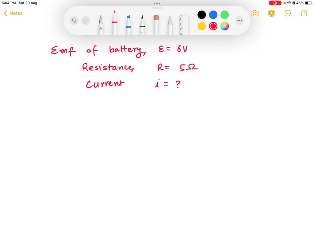 SOLVED A 6V battery is connected across a 5 ohm resistor. Calculate